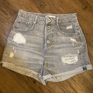 ZARA Denim Shorts gray mom jeans Size 6